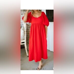 Carly Jean Los Angeles Emma Blue Midi Gauze Dress